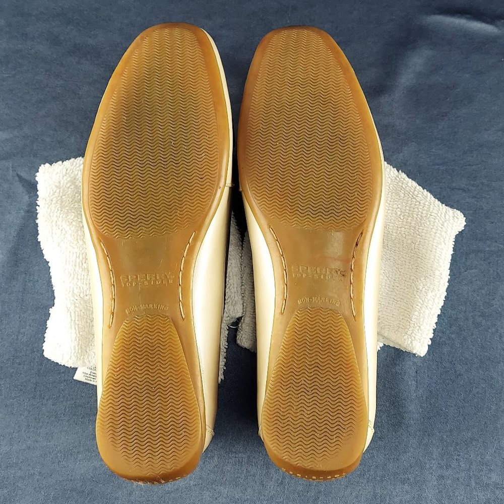 Sperry Tan & Black Patent Leather Penny Loafers Size 7.5M - Picture 12 of 14